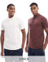 ASOS DESIGN 2 pack pique polo in stone and light blue