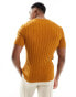 ASOS DESIGN muscle knitted crew neck textured rib t-shirt in orange