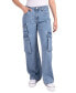 ფოტო #1 პროდუქტის Juniors' Cotton High-Rise Utility Cargo Skater Jeans