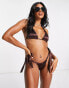 South Beach gathered tie side bikini bottom in high shine brown