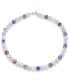 Фото #1 товара Bling Jewelry plain Simple Western Jewelry Mixed Amethyst Aquamarine and Rose Quartz Matte Round 10MM Bead Strand Necklace For Women Silver Plated Clasp 18 Inch