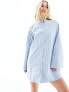 Фото #2 товара ASOS DESIGN oversized shirt dress with cape sleeve in blue stripe