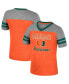 ფოტო #1 პროდუქტის Big Girls Orange, Heather Gray Miami Hurricanes Summer Striped V-Neck T-shirt
