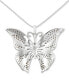 Фото #2 товара Marcasite (3/4 ct. t.w.) & Blue Crystal Butterfly 18" Pendant Necklace in Sterling Silver