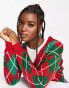 Фото #4 товара Brave Soul Christmas cardigan in red argyle