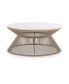 Biscayne 38" Wood with Travertine Insert Rope Cocktail Table