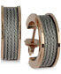 ფოტო #1 პროდუქტის Women's Forever Silver-Tone and Rose Gold-Tone PVD Stainless Steel Cable Hoop Earrings