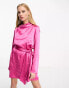 Pretty Lavish Jayda tie waist satin mini dress in pink