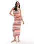 Фото #1 товара Pieces super soft knitted maxi skirt co-ord in brick stripe