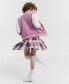 Little Girls Bomber Jacket & Plaid Dress Set Розовый, 5 - фото #2