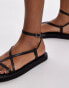 Фото #2 товара Topshop Jules leather minimal strappy flat sandals in black