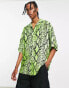 Фото #1 товара Weekday coffee snake print oversized shirt in green