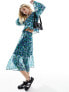 Фото #1 товара Wednesday's Girl floral print floaty midi skirt co-ord in blue