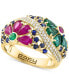ფოტო #1 პროდუქტის EFFY® Multi-Gemstone (2-3/4 ct. t.w.) & Diamond (1/4 ct. t.w.) Flower Openwork Ring in 14k Gold