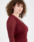 Фото #3 товара Plus Size V-Neck Sheer-Sleeve Mesh Top, Created for Macy's