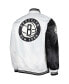 Фото #4 товара Men's Black, White Brooklyn Nets Fast Break Satin Full-Snap Jacket