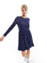 Фото #2 товара Wednesday's Girl smudge spot smock mini dress in deep blue