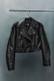 Фото #10 товара Укороченная куртка из искусственной кожи в байкерском стиле ZARA