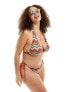 Фото #3 товара South Beach Curve embroidered triangle bikini top in rust