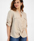 ფოტო #1 პროდუქტის Petite Linen-Blend Twist-Hem Shirt, Created for Macy's