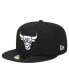 ფოტო #2 პროდუქტის Men's Black Chicago Bulls Active Satin Visor 59Fifty Fitted Hat