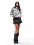 In The Style x Perrie Sian Sunday motif high neck jumper in mono stripe Mono Stripe, 34 - фото #3