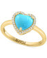 ფოტო #1 პროდუქტის EFFY® Turquoise & Diamond (1/10 ct. t.w.) Heart Halo Ring in 14k Gold