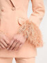 ASOS DESIGN nipped waist tuxedo suit blazer with fringe cuff in apricot