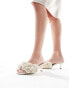 & Other Stories leather heeled mules with layered flower detail in off-white