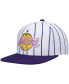 ფოტო #1 პროდუქტის Men's White Los Angeles Lakers Hardwood Classics Pinstripe Snapback Hat