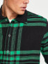 ONLY & SONS heavyweight check shirt in black and green