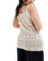 Фото #3 товара ONLY Curve crochet vest with beaded detail in stone