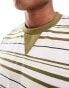 ASOS DESIGN oversized t-shirt in khaki stripe