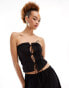 Фото #1 товара Lioness bandeau tie front top co-ord in black