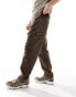 Abercrombie & Fitch workwear athletic loose fit garment dyed trousers in brown