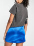 Topshop Tall double seam satin mini skirt in cobalt