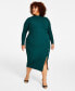 ფოტო #1 პროდუქტის Trendy Plus Size Ribbed Mock-Neck Bodycon Dress