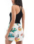 ASOS DESIGN linen look tie waist mini skirt in tropical print Tropenmotiv, 34 - фото #3