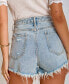 ფოტო #2 პროდუქტის Women's Distressed Denim Shorts