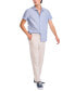 Фото #4 товара Men's Striped Short-Sleeve Button-Up Linen Shirt
