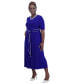 Фото #1 товара Women's Contrast-Trim Short-Sleeve Midi Dress