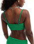 Фото #4 товара Miss Selfridge bralet crinkle bikini top in bright green