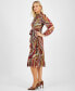 Women's Printed Belted Midi Dress