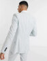 ASOS DESIGN wedding skinny suit jacket in stretch linen mix in blue and white stripe