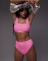 Фото #2 товара Topshop mix and match crinkle high waist bikini bottoms in pink