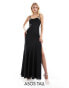 Фото #1 товара ASOS DESIGN Tall satin buckle strap maxi dress with fuller skirt in black