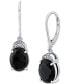 ფოტო #1 პროდუქტის Onyx & Diamond Accent Oval Drop Earrings in Sterling Silver