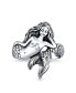 ფოტო #2 პროდუქტის Nautical Marine Life Tropical Beach Siren Mermaid Ring For Women Oxidized .925 Sterling Silver 2MM Band