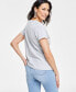 Фото #2 товара Women's Embellished V-Neck Short-Sleeve Top, Created for Macy's