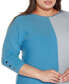 ფოტო #4 პროდუქტის Plus Size Colorblock 3/4-Sleeve Dolman Sweater